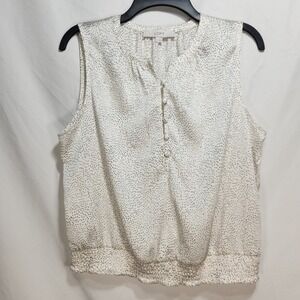 Loft Womens Sleeveless Blouse Top Size Medium White/ Black Polka Dots